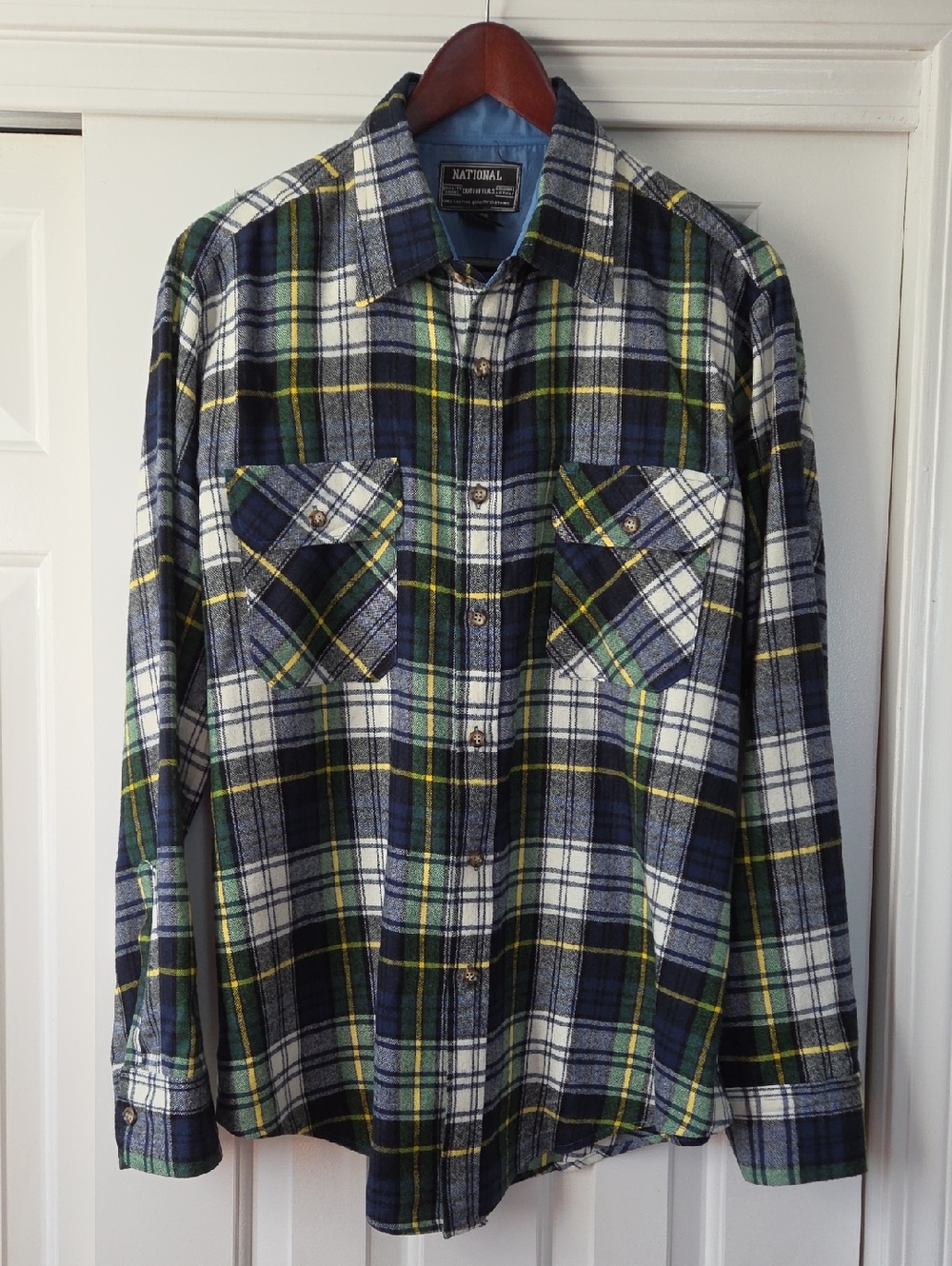 National Outfitters Cotton Flannel Plaid Shirt Size Large